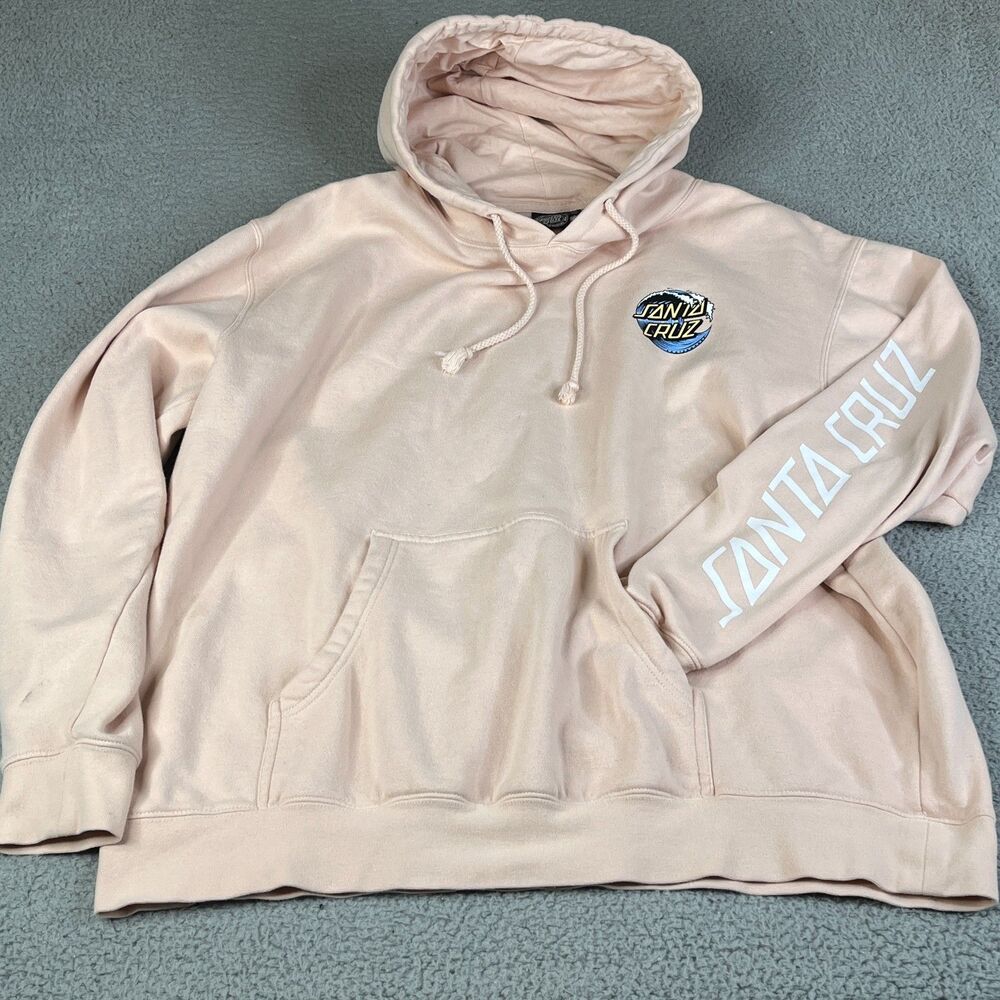 SANTA CRUZ Hoodie Men XL Pink Pullover Fleece Lined Streetwear Skater Streetwear
